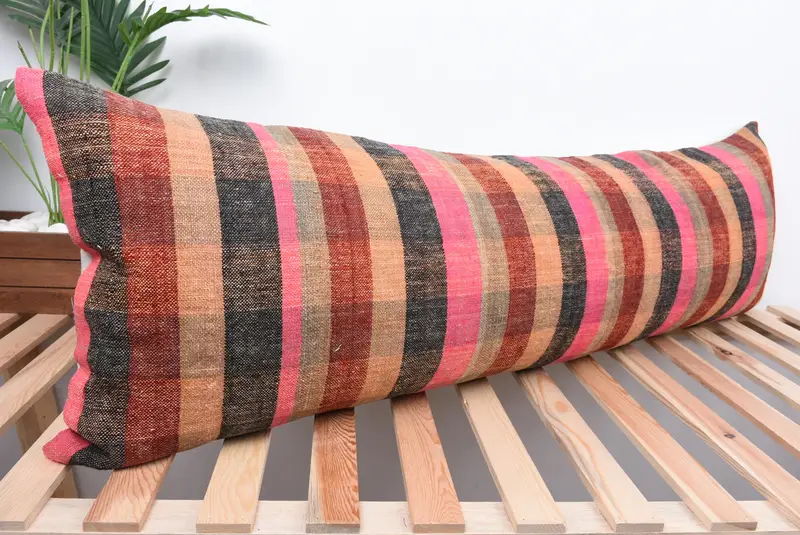 Interior Designer Pillow, 16x48 Pink Cushion Case, Armchair Cushion, Sofa Bolster Cushion Case, Boho Pillow, Kilim Pillow Cover, Cushion Cover - 4