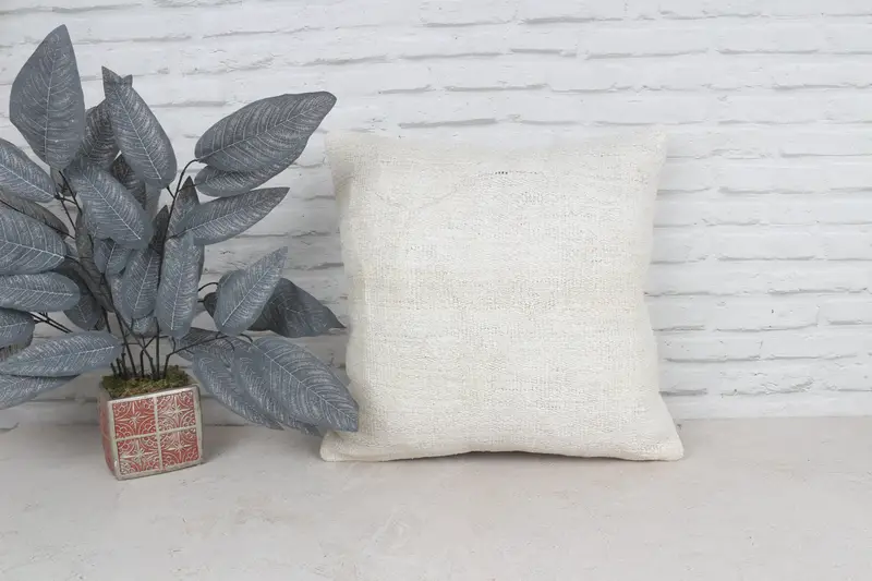 Ethnic Throw Cushion Case, Boho Pillow Sham Cover, Wholesale Pillow, 20x20 White Cushion Case, Pillow Cover, Antique Pillows, Kilim Pillow Cover - 1