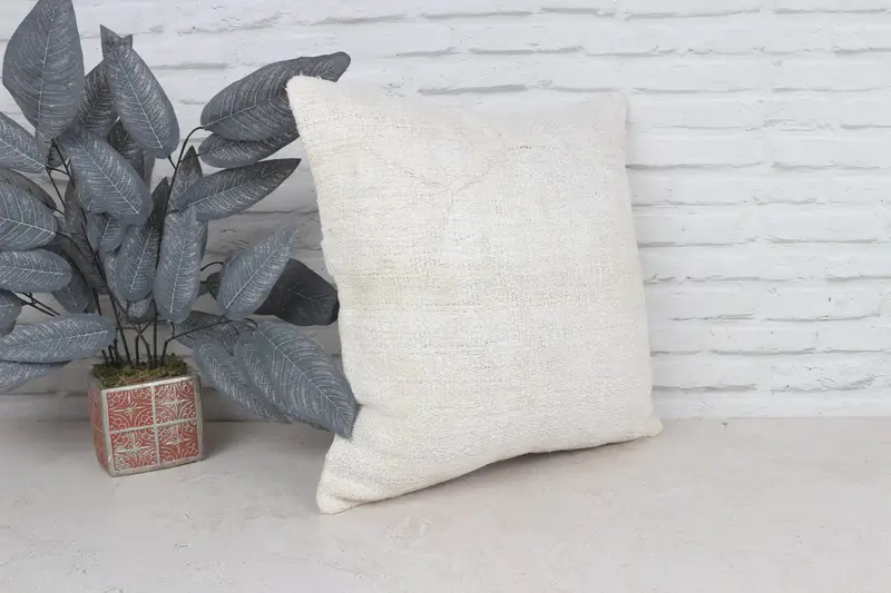 Ethnic Throw Cushion Case, Boho Pillow Sham Cover, Wholesale Pillow, 20x20 White Cushion Case, Pillow Cover, Antique Pillows, Kilim Pillow Cover - 4