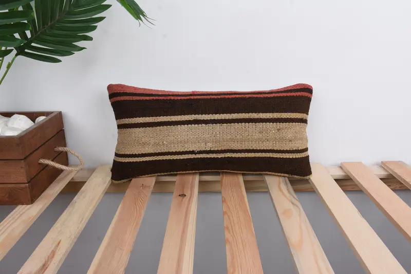 Cushion Case, Colorful Pillow Sham, 8x16 Beige Cushion Cover, Antique Pillows, Pillow for Sofa, Hippie Throw Cushion Case, Interior Designer Pillow - 1
