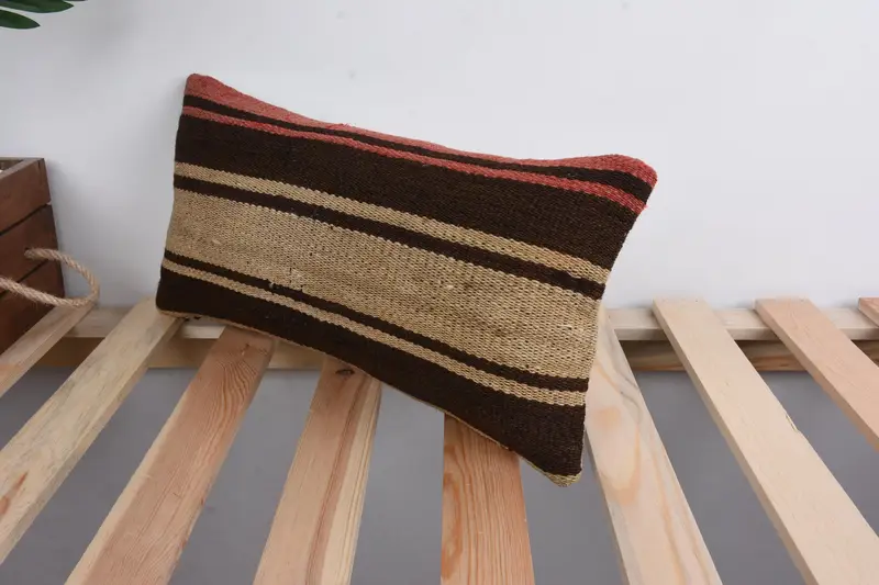 Cushion Case, Colorful Pillow Sham, 8x16 Beige Cushion Cover, Antique Pillows, Pillow for Sofa, Hippie Throw Cushion Case, Interior Designer Pillow - 5