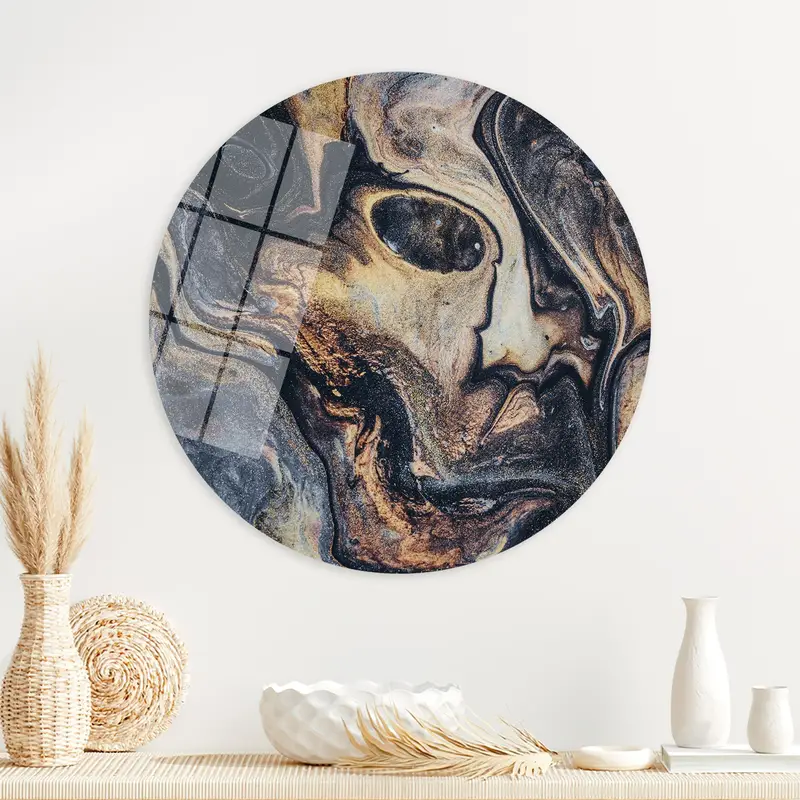 Contemporary Shimmery Gold Marble Printed Canvas Art
