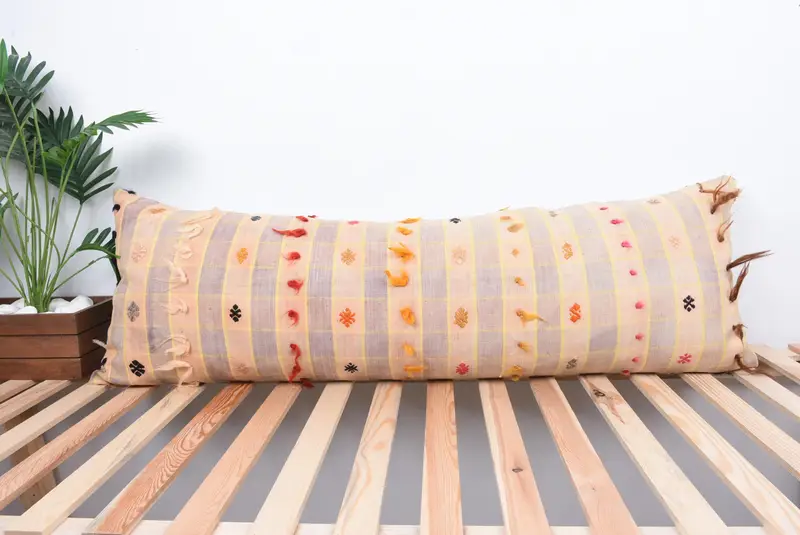 Vintage Kilim Pillow, Home Decor Pillow, 16x48 Beige Cushion Cover, Boho Pillow, Comfy Throw Cushion Cover, Patio Pillow Cover, Pillow Case - 1