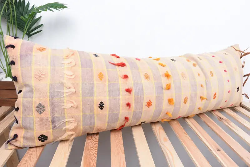 Vintage Kilim Pillow, Home Decor Pillow, 16x48 Beige Cushion Cover, Boho Pillow, Comfy Throw Cushion Cover, Patio Pillow Cover, Pillow Case - 4