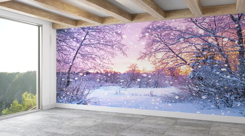 雪の景色、雪の壁のポスター、雪の壁の印刷、風景の壁の絵画、自然の風景の壁の印刷、壁の印刷のビュー - 7