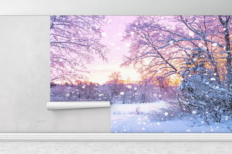 雪の景色、雪の壁のポスター、雪の壁の印刷、風景の壁の絵画、自然の風景の壁の印刷、壁の印刷のビュー - 1