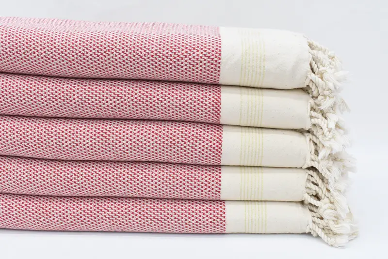 Red Striped Turkish Towel, Organic Cotton, 67x40 Inches, Bachelorette Favor