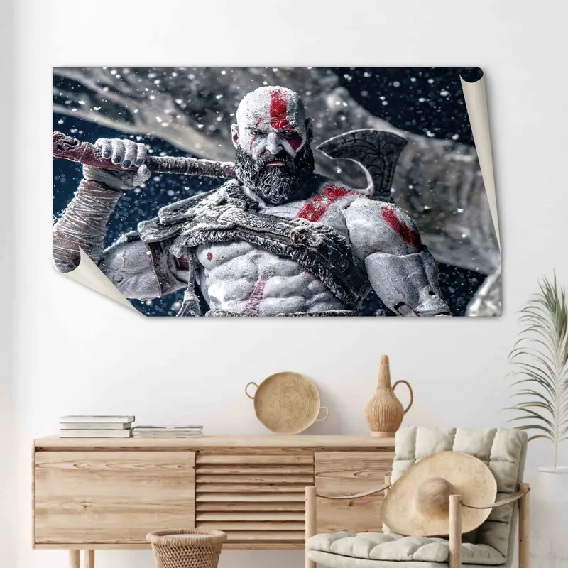 God of War Kanvas: Trendy Man Cave için Savaşçının Çatı Katı Sanatı