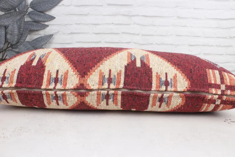 16x36 Red Pillow Case, Turkish Kilim Pillow, Hippie Throw Cushion, Pillow for Sofa, Cushion Cover, Shabby Chic Cushion Cover, Antique Pillows - 5