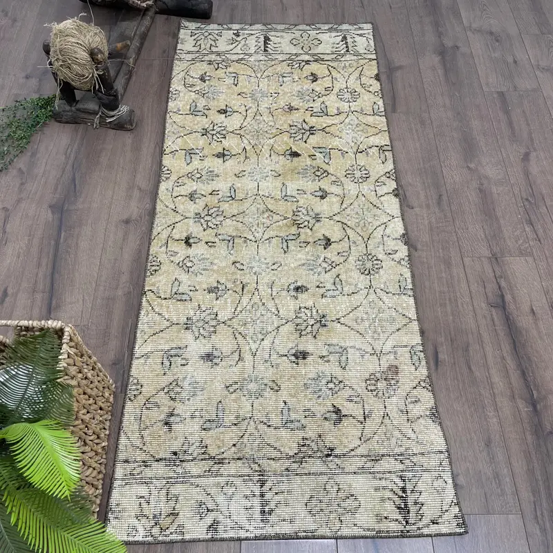 Yellow, Green Patchwork Rug 2,4x5,6 ft, Unique Design