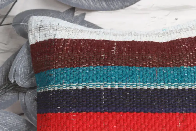 Vintage Kilim Throw Pillow, Kilim Cushion Sham, Turkish Kilim Pillow, Accent Throw Pillow Sham, Pillow Case, 12x12 Blue Cushion Case - 2