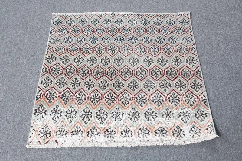 Blauer Südwestteppich, 2,8 x 3 Fuß, Blau und Schwarz