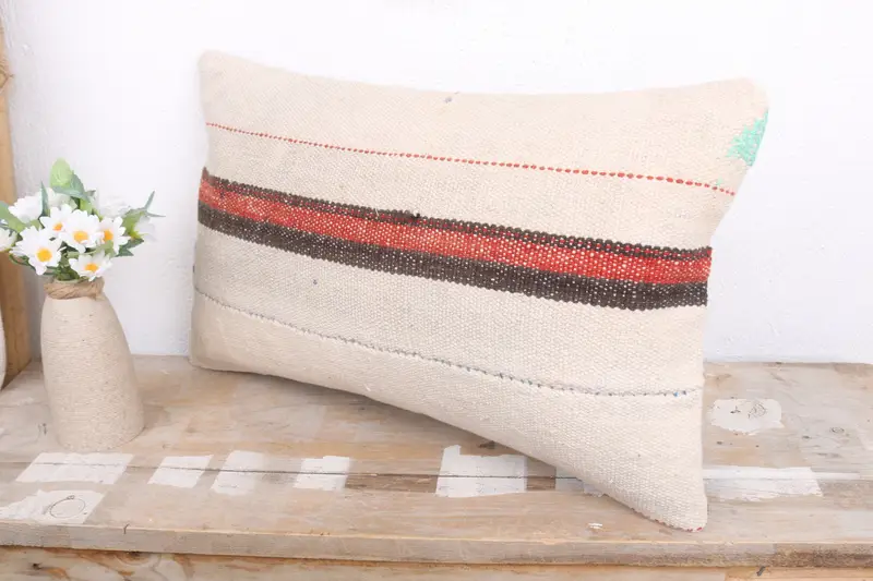 12x20 White Cushion Cover, Cushion Cover, Gift Pillow, Turkish Pillow, Shabby Chic Cushion, Wool Kilim Pillow Pillow, Throw Kilim Pillow - 4