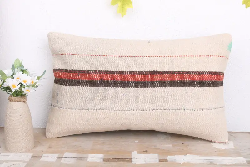 12x20 White Cushion Cover, Cushion Cover, Gift Pillow, Turkish Pillow, Shabby Chic Cushion, Wool Kilim Pillow Pillow, Throw Kilim Pillow - 2