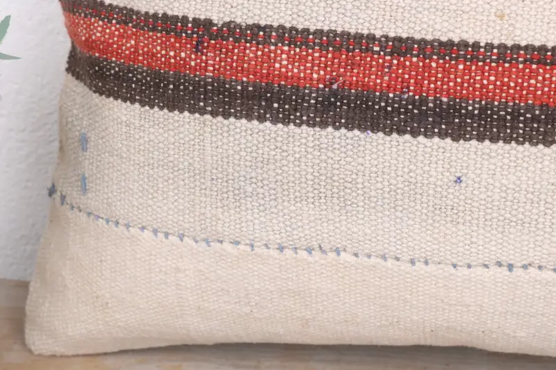 12x20 White Cushion Cover, Cushion Cover, Gift Pillow, Turkish Pillow, Shabby Chic Cushion, Wool Kilim Pillow Pillow, Throw Kilim Pillow - 3