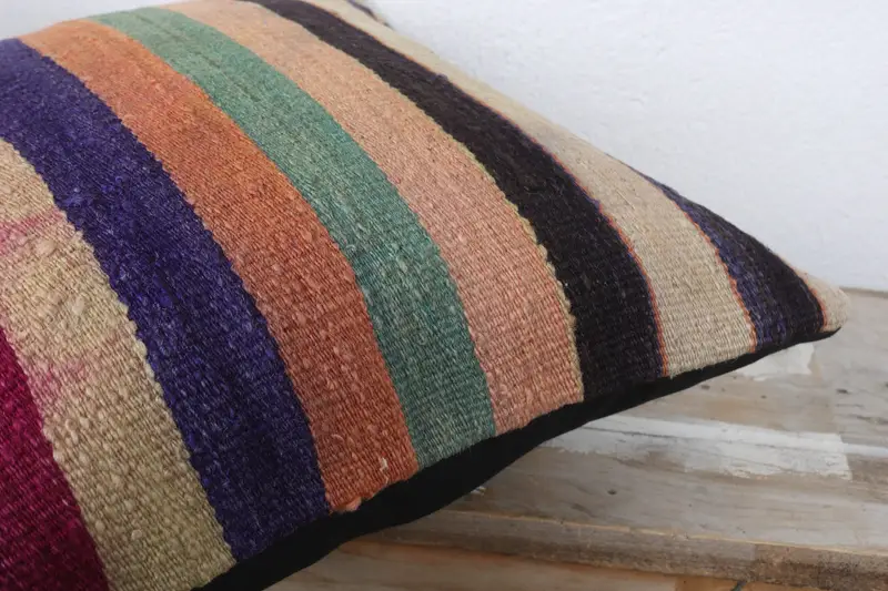 Ethnic Throw Pillow Cover, Garden Cushion Case, Kilim Pillow Cover, 16x16 Blue Pillow Cover, Pillow for Sofa, Antique Pillows, Pillow Cover - 6