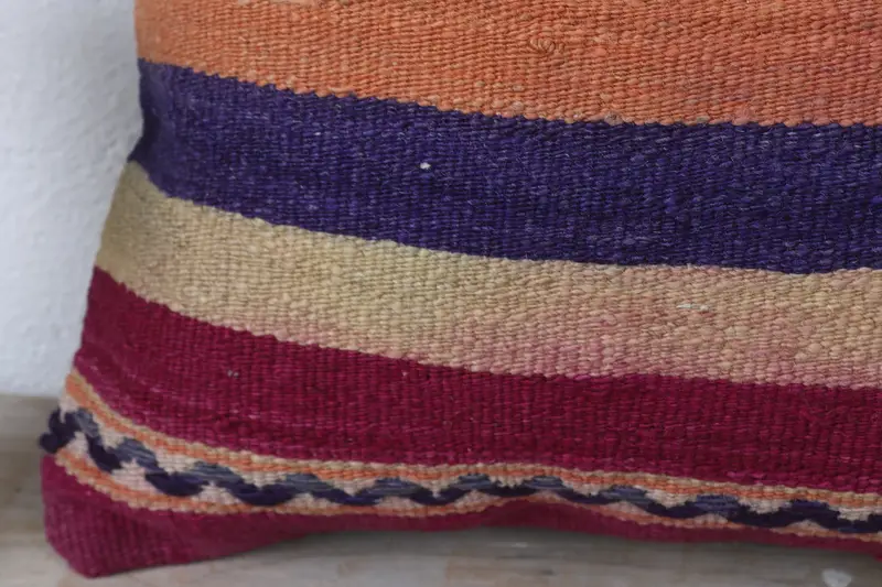 Ethnic Throw Pillow Cover, Garden Cushion Case, Kilim Pillow Cover, 16x16 Blue Pillow Cover, Pillow for Sofa, Antique Pillows, Pillow Cover - 3