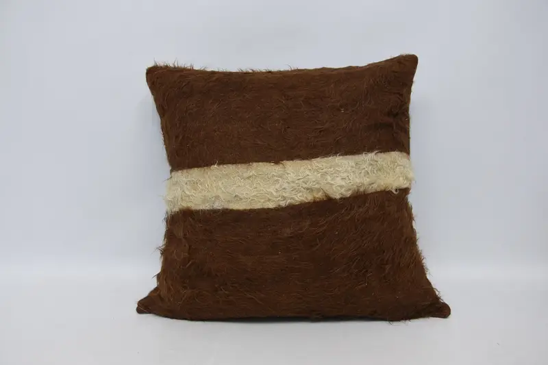 Turkish Beige Large Square Pillow Cover, Striped Antique 28x28 inch Pillow - 1