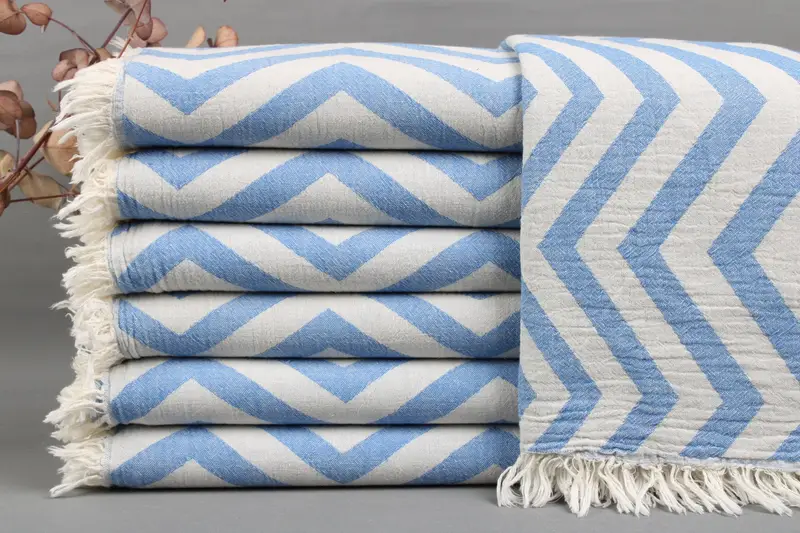 Turkish Bath Towel Beige Zigzag, 34x71 Inches