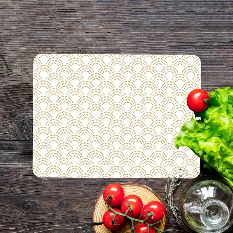 Geometrik Cam Kesme Tahtası, Modern Desenli, Temperli, Kaymaz