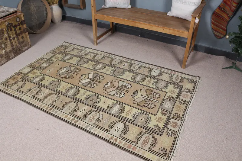 鮮やかなオレンジのラグ、3.9x6.1フィートの花柄&ペイズリーデザイン