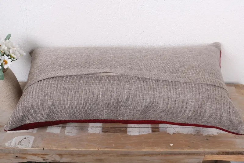 Ethnic Pillow Sham, Boho Pillow, Cushion Cover, 12x24 Red Pillow, Pillow for Couch, Vintage Kilim Pillow, Outdoor Throw Pillow Case - 7