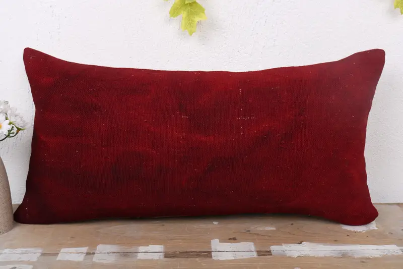 Ethnic Pillow Sham, Boho Pillow, Cushion Cover, 12x24 Red Pillow, Pillow for Couch, Vintage Kilim Pillow, Outdoor Throw Pillow Case - 2