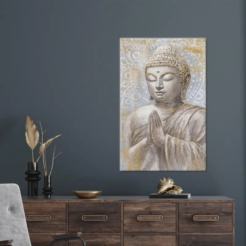 Elegante lienzo budista: serenidad en cada pincelada