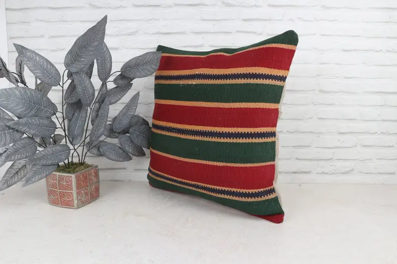 Pillow Sham, Kilim Cushion Sham, 22x22 Red Pillow, Interior Designer Pillow, Vintage Pillow, Cozy Throw Cushion Cover, Retro Throw Cushion - 5