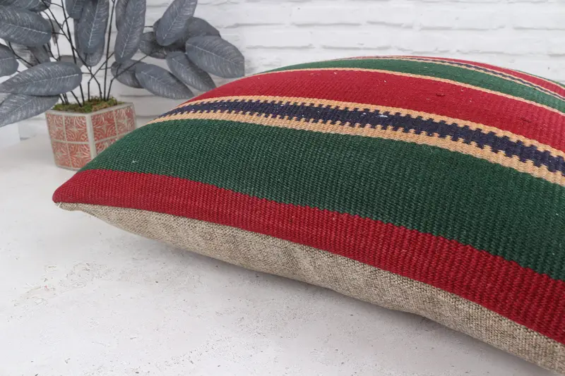 Pillow Sham, Kilim Cushion Sham, 22x22 Red Pillow, Interior Designer Pillow, Vintage Pillow, Cozy Throw Cushion Cover, Retro Throw Cushion - 8
