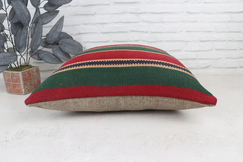 Pillow Sham, Kilim Cushion Sham, 22x22 Red Pillow, Interior Designer Pillow, Vintage Pillow, Cozy Throw Cushion Cover, Retro Throw Cushion - 6