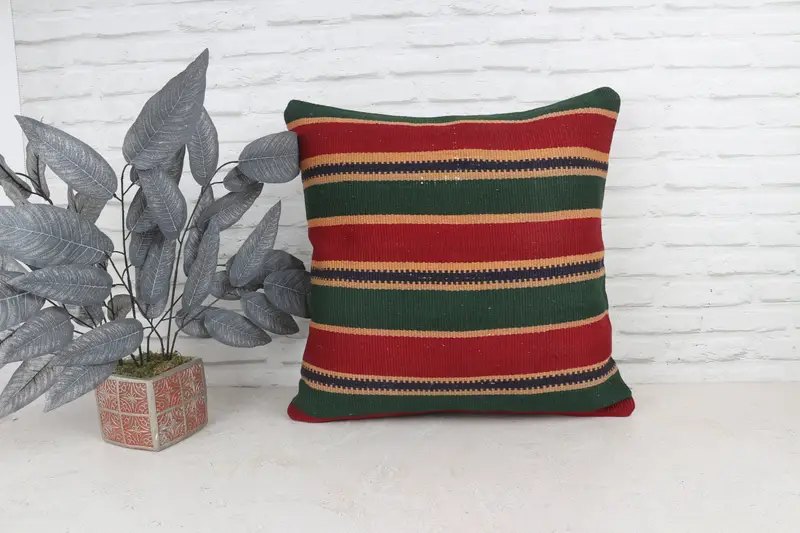 Pillow Sham, Kilim Cushion Sham, 22x22 Red Pillow, Interior Designer Pillow, Vintage Pillow, Cozy Throw Cushion Cover, Retro Throw Cushion - 1