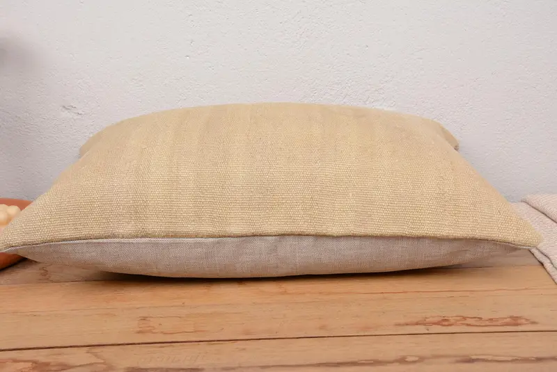 Beige Striped Decorative Pillow, 16x24 Inches, Handmade Cotton Elegance - 6