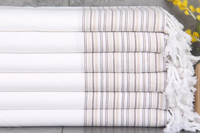 Turkish Towels Beach Brown Striped, 40x71 Inches, Organic Cotton