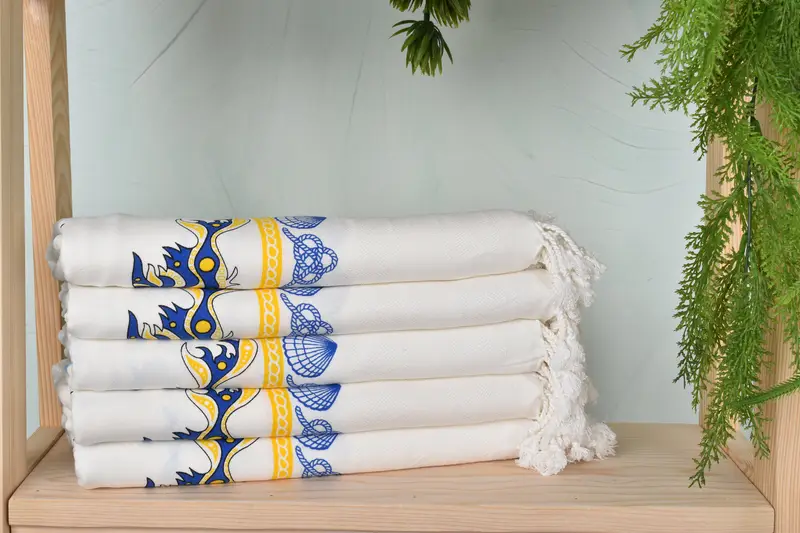 Beach Theme Wedding Gift, Turkish bath towel, Spa Gift Towel, Sand-free towel, Quick-dry towel, Bachelorette Favor, 70x40 Cotton Sea Patterned Towel - 3