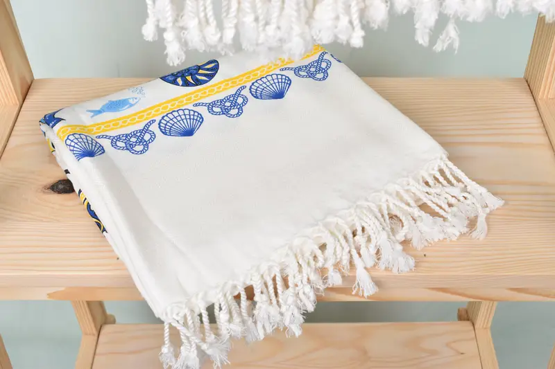 Beach Theme Wedding Gift, Turkish bath towel, Spa Gift Towel, Sand-free towel, Quick-dry towel, Bachelorette Favor, 70x40 Cotton Sea Patterned Towel - 6