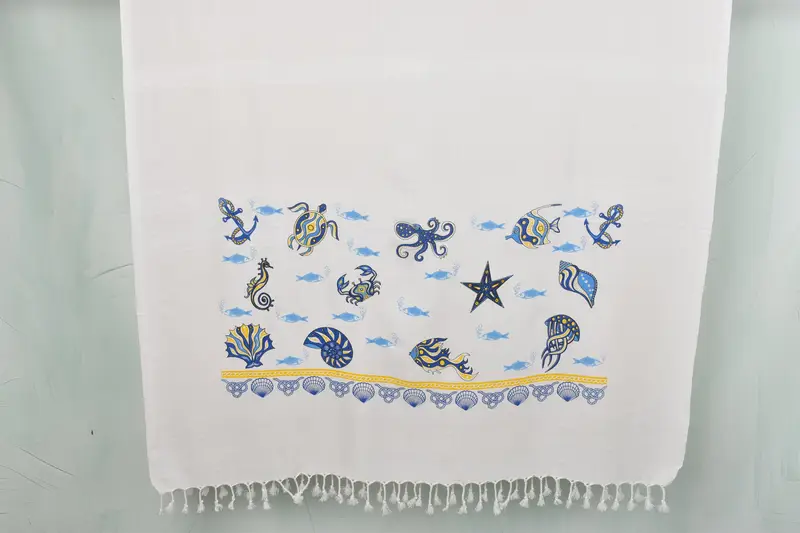 Beach Theme Wedding Gift, Turkish bath towel, Spa Gift Towel, Sand-free towel, Quick-dry towel, Bachelorette Favor, 70x40 Cotton Sea Patterned Towel - 1