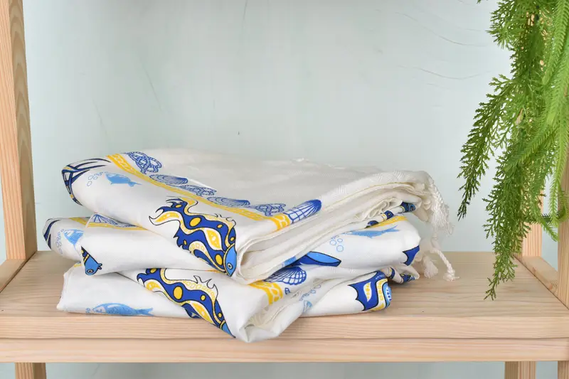 Beach Theme Wedding Gift, Turkish bath towel, Spa Gift Towel, Sand-free towel, Quick-dry towel, Bachelorette Favor, 70x40 Cotton Sea Patterned Towel - 8