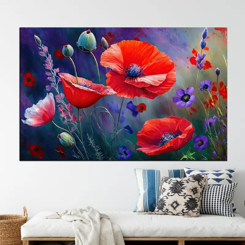 モダンな赤いケシのキャンバス: エレガントな母の日ギフト