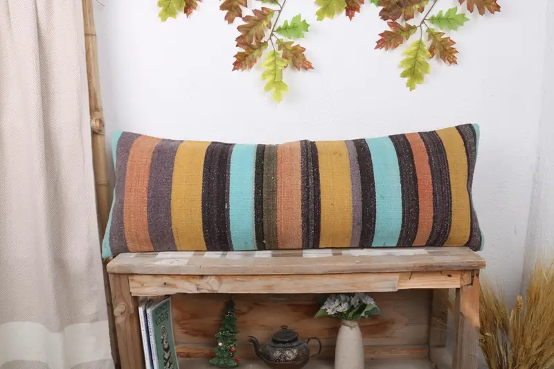 Pillow for Sofa, Cushion, Living Room Throw Cushion Case, Boho Pillow, Vintage Pillow, 12x36 Yellow Pillow Cover, Retro Throw Pillow Cover - 1