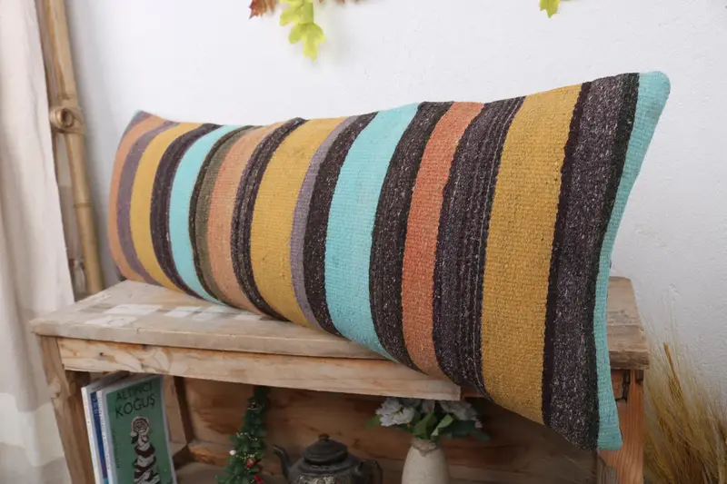 Pillow for Sofa, Cushion, Living Room Throw Cushion Case, Boho Pillow, Vintage Pillow, 12x36 Yellow Pillow Cover, Retro Throw Pillow Cover - 4