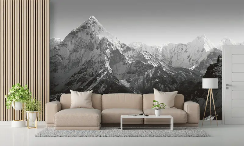 Ev Dekorasyonu için Zarif Himalaya Everest Manzara Baskılı Duvar Kağıdı
