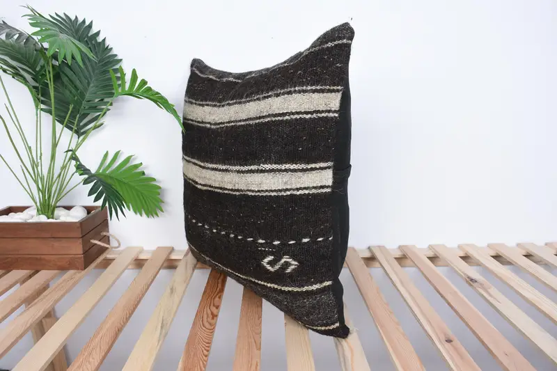 24x24 Brown Cushion, Wholesale Pillow Cover, Turkish Kilim Pillow, Vintage Kilim Pillow, Pillow Sham, Boho Pillow Sham Cover, Rustic Pillow Cover - 5