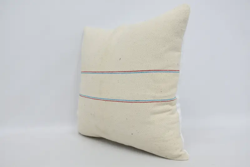 Vintage Kilim Pillow, 20x20 White Pillow Cover, Ikat Cushion Case, Sustainable Cushion Case, Pillow, Vintage Pillow, Turkish Kilim Pillow - 4