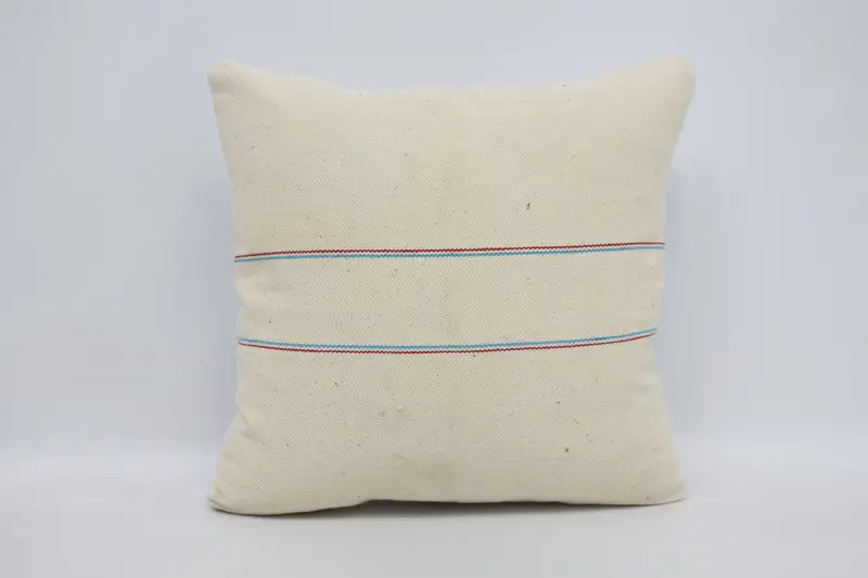 Vintage Kilim Pillow, 20x20 White Pillow Cover, Ikat Cushion Case, Sustainable Cushion Case, Pillow, Vintage Pillow, Turkish Kilim Pillow - 1
