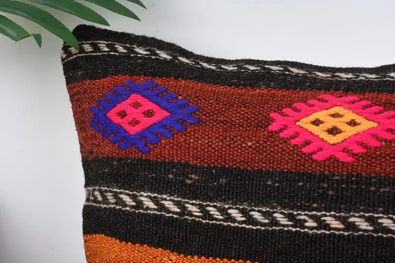 Pillow for Sofa, Ethnic Pillow Cover Pillow, Kilim Pillow, 12x24 Orange Pillow Cover, Kilim Cushion Sham, Pillow Cover, Yoga Pillow Case - 2