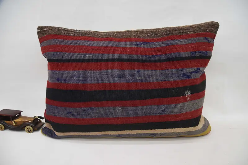 Wool Turkish Cushion Cover, Easter Gift Red Striped Moroccan Pillow - 1