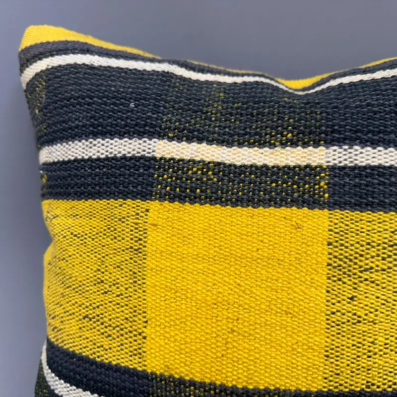Throw Kilim Pillow, Cushion, Turkish Corner Cushion Case, Kilim Pillow, 18x18 Yellow Cushion Cover, Decorative Bolster Cushion Case, Turkish Pillow - 5