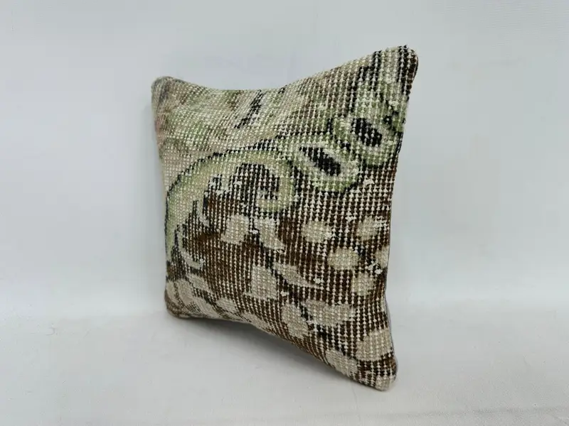 One Of A Kind Cushion, Cushion Case, 12x12 Brown Pillow Sham, Accent Cushion Case, Pillow for Couch, Vintage Kilim Pillow, Throw Kilim Pillow - 4