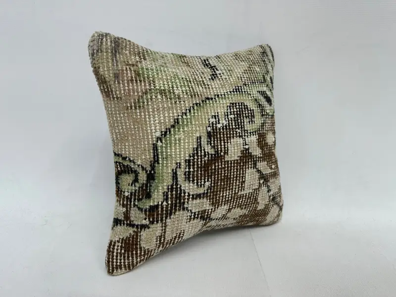 One Of A Kind Cushion, Cushion Case, 12x12 Brown Pillow Sham, Accent Cushion Case, Pillow for Couch, Vintage Kilim Pillow, Throw Kilim Pillow - 3